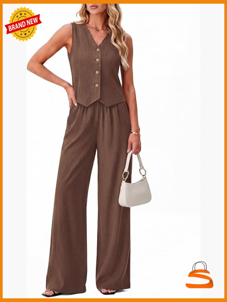 Crop Blazer & Wide Leg Work Pants Set 2 Piece Business Casual